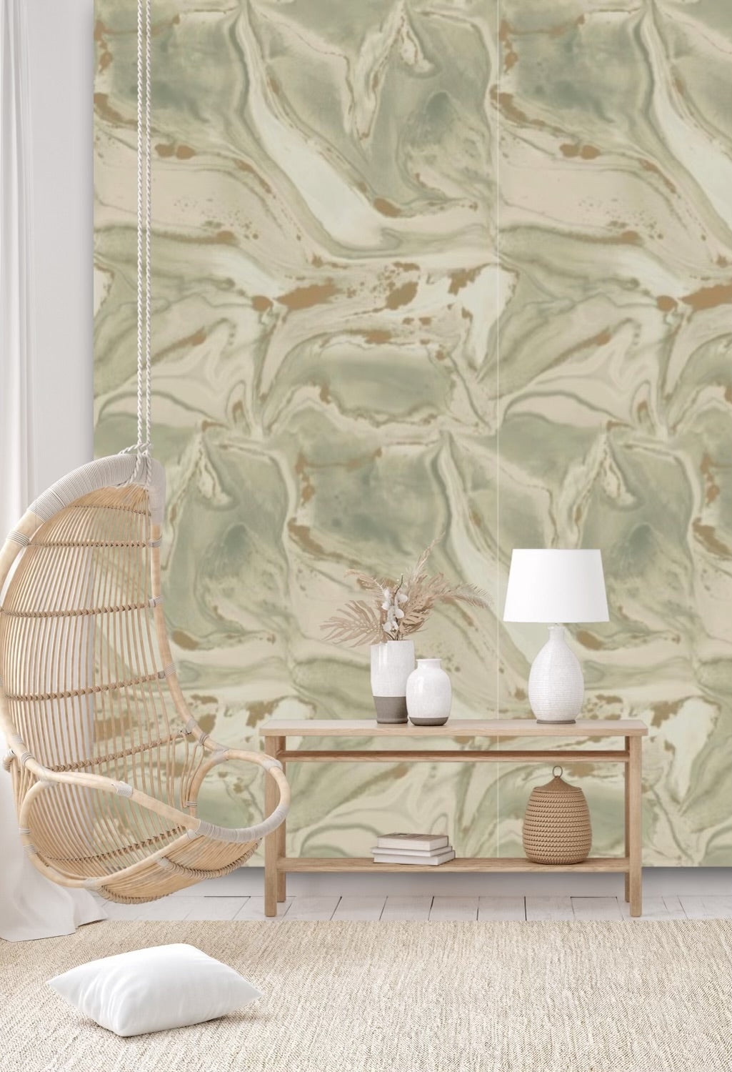 CALACATTA WALLPAPER: Sage White